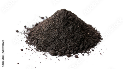 Canvastavla Pile of dry black fertile garden soil earth isolated on a transparent background