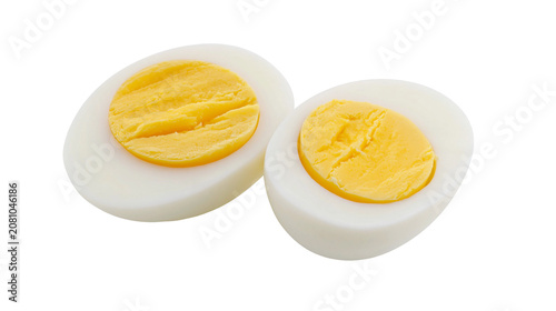 Εκτύπωση καμβά Two halves of a hard-boiled egg with bright yellow yolks, isolated on transparen