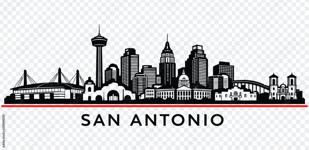 Fototapeta premium San antonio texas skyline silhouette vector illustration