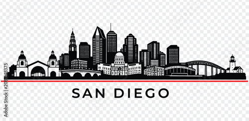 Obraz na płótnie San diego skyline silhouette