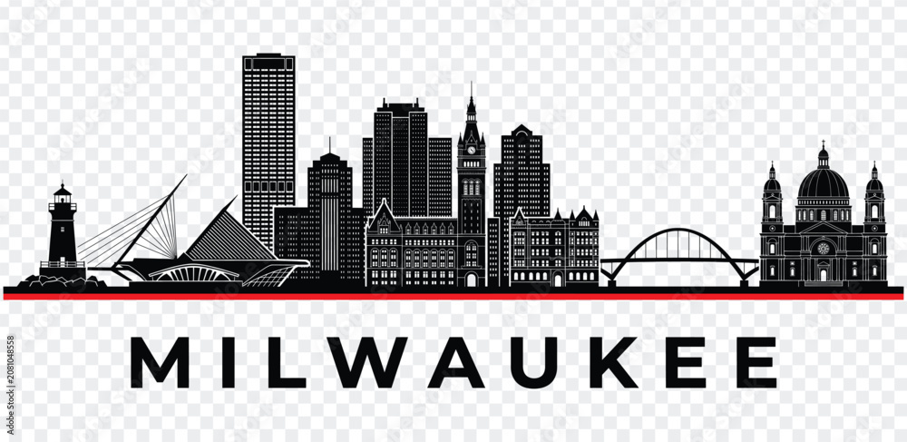 Fototapeta premium Milwaukee city skyline silhouette vector illustration