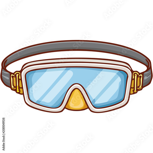 Vector illustration of a classic scuba diving mask and swimming goggles isolated on a white background