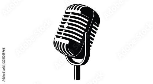 Foto Vintage microphone silhouette against a white background graphic style