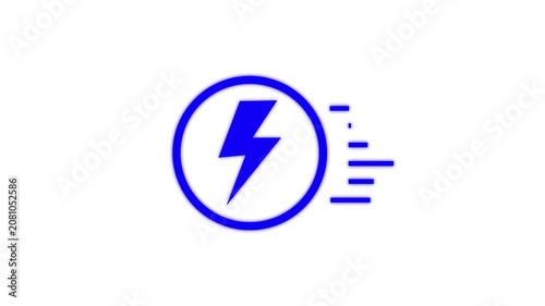 White lightning bolt animation with motion trails, dynamic energy symbol for digital interface, UI charging and power style set linear, webshock isolated, bolt, abstract thunderbolt .