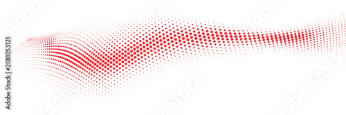 Abstract red dynamic dot flow background, futuristic halftone wave pattern design, vector illustration