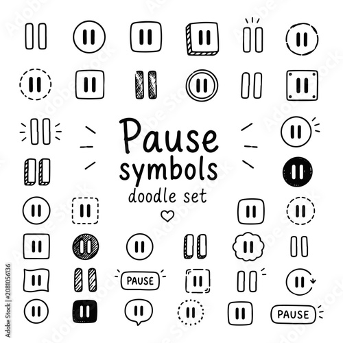 Konstfotografi Pause symbols doodles set