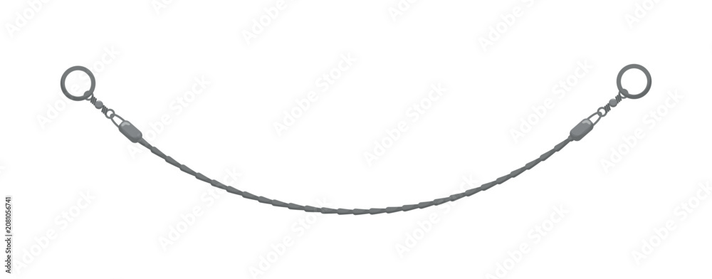 Fototapeta premium Flat cartoon vector illustration of a grey metallic pocket wire scroll saw with rings. Camping survival tool isolated on white background.