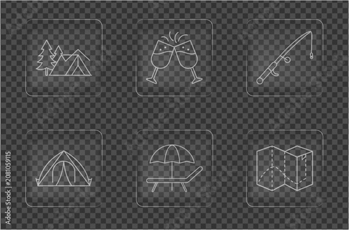 Camping And Summer Vacation Line Icon Set