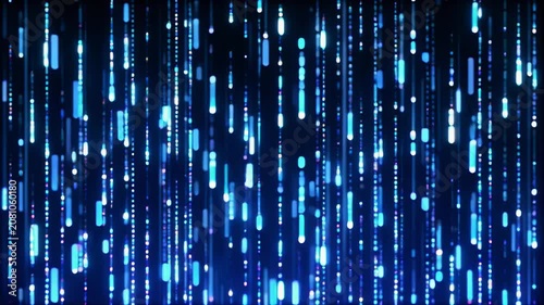 Abstract Blue Digital Data Rain 4K Generative AI