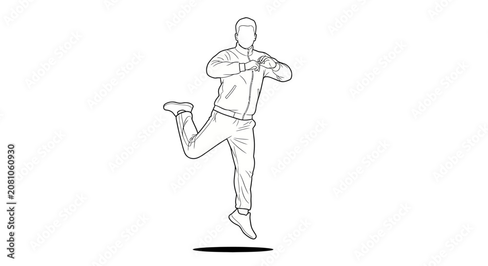 Obraz premium Man Running in Athletic Stance.