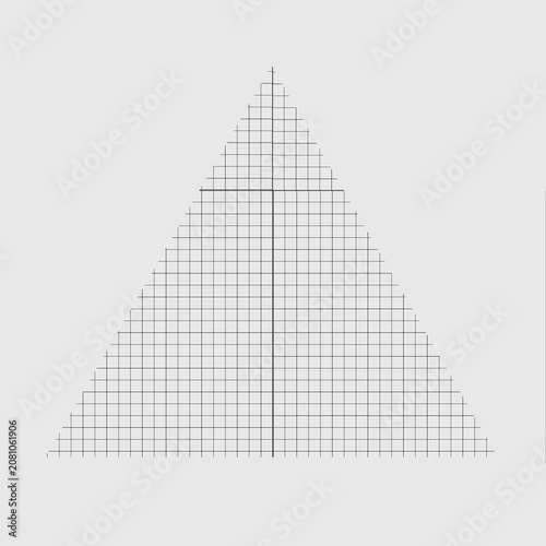 Triangle shape grid digital ruler. Radar line of Triangle protractor texture on transparent background