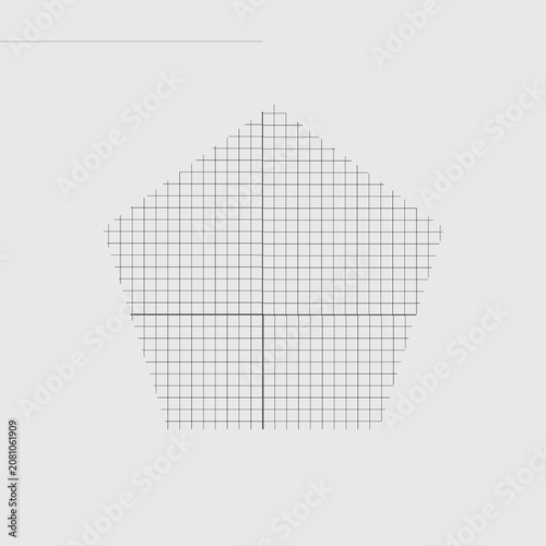 Pentagone shape grid digital ruler. Radar line of pentagone protractor texture on transparent background