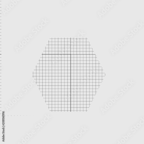 haxagone shape grid digital ruler. Radar line of haxagone protractor texture on transparent background