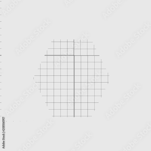 haxagone shape grid digital ruler. Radar line of haxagone protractor texture on transparent background