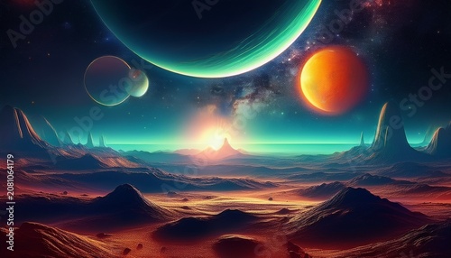 alien planet with binary star system