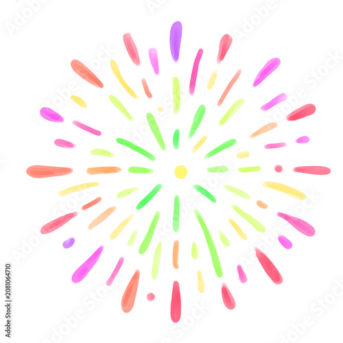 Fotografía Colorful Fireworks Burst Hanabi Neon Rainbow Festival