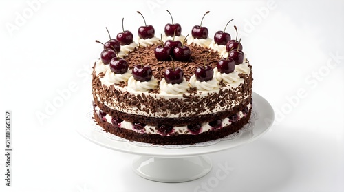 Black Forest cake with whipped cream and cherries on top