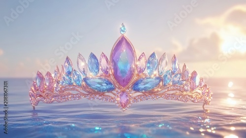 Sparkling Mermaid Tiara with Cascading Crystal Drops