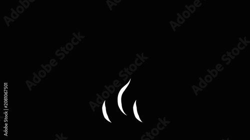 Straight and Curved Smoke Icon Animation on Black Background – Hot Steam, Vapor, Heat Symbol, 4K Motion Graphics