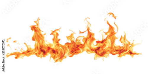Obraz na plátně Fire flame vector transparent background isolated realistic fiery effect blazing burn glow
