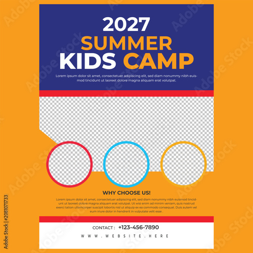 Colorful Summer Kids Camp Social Media Post Template for Fun Activities