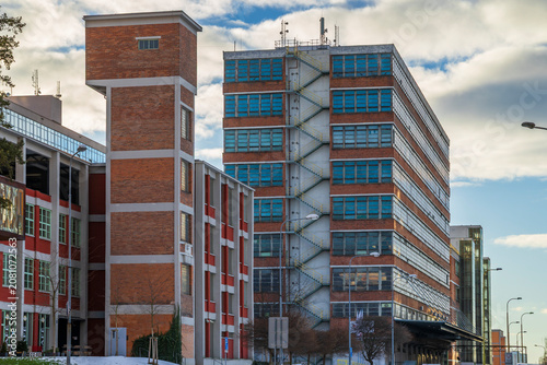 Принти на полотні Functionalist architecture with brick buildings in Zlin