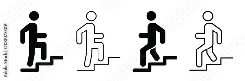 Foto Iconographic representations of people ascending and descending stairs in black