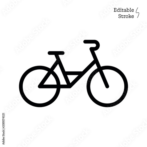 Minimal Bicycle Line Icon Set, Simple Bike Symbol Collection, Cycling Sign, Outline Bicycle Pictogram, Editable Vector for UI, Signage and Infographics