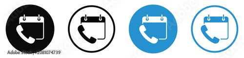 Cuadro en lienzo Calendar and telephone handset icons in flat vector circles
