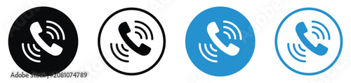 Obraz na płótnie Telephone receiver with signal rings and user avatars