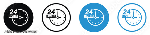 Fotografie 24 hours open customer support service clock icon set