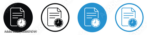 Bild auf Leinwand Time management document icon set with a clock and sheet of paper, symbol for history, deadline, or pending task log