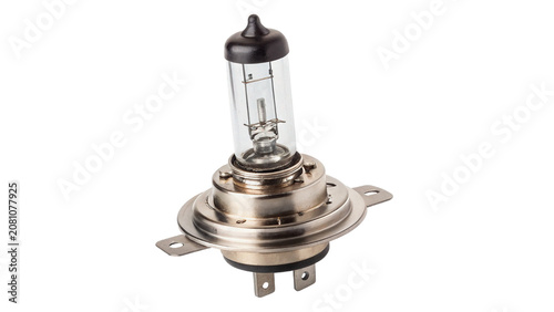 Fotografía Car metallic halogen headlight bulb spare part isolated on a transparent backgro