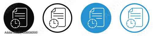 Obraz na płótnie Time management document icon set with a clock and sheet of paper, symbol for history, deadline, or pending task log