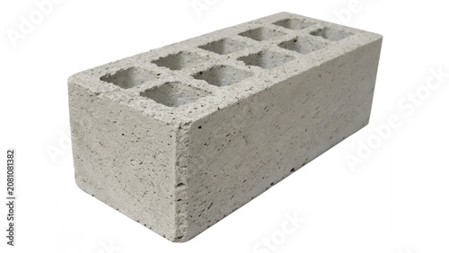 Cuadro en lienzo Grey concrete hollow block building architectural element isolated on a transpar