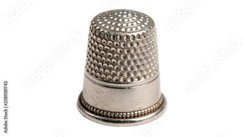 Tableau sur toile Classic metallic silver sewing thimble finger protective shield isolated on a tr