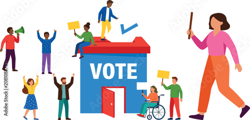 Protest and Voting Flat Vector Illustration Collection Featuring Demonstration, Election Campaign, Democracy, Civic Rights and Public Participation Characters