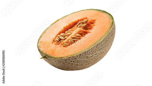 Φωτογραφία Fresh halved organic cantaloupe melon fruit isolated on a transparent background