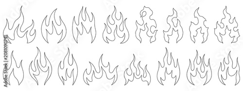 Foto Minimalistic fire line drawings isolated on a transparent background