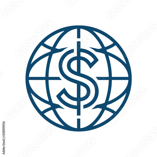 Global Finance Logo with Globe and Dollar Sign Vector Illustration