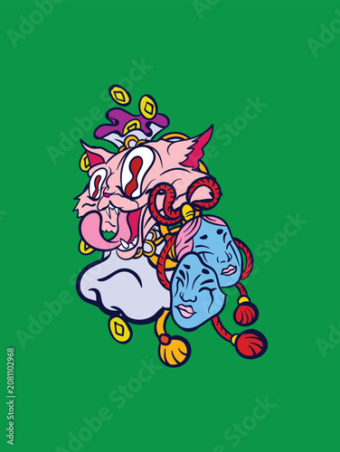 cute character illustration with japanese style for kaijune event