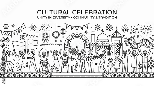 Diverse Group of People Celebrating Cultural Unity and Traditions.