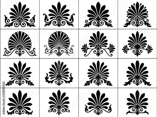 Set of Ancient Greek Anthemion and Palmette Ornaments