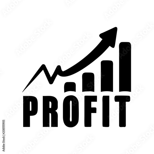 Business profit growth graph icon with upward arrow business financial increase economic marketing corporate performance investment management progress analysis commercial strategy