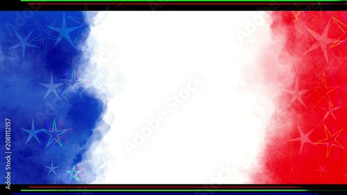 Abstract USA background with twinkling stars in white, blue, and red tones. Watercolor background with twinkling stars in the colors of the American flag.