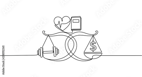 Balance of Health, Knowledge, and Wealth Concept