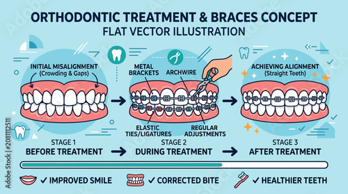 Orthodontic Treatment and Braces Process Infographic