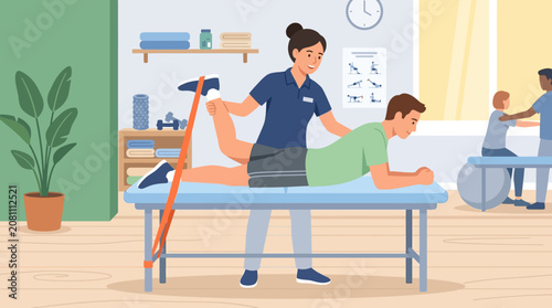 Physical Therapist Helping Patient with Resistance Band Exercise