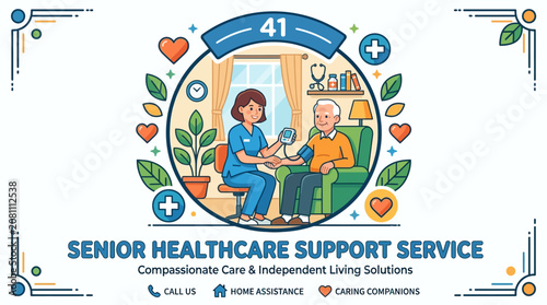 Senior Healthcare Support Service Illustration