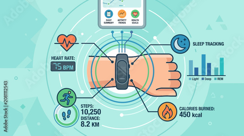 Smart Fitness Tracker Wearable Tech Infographic